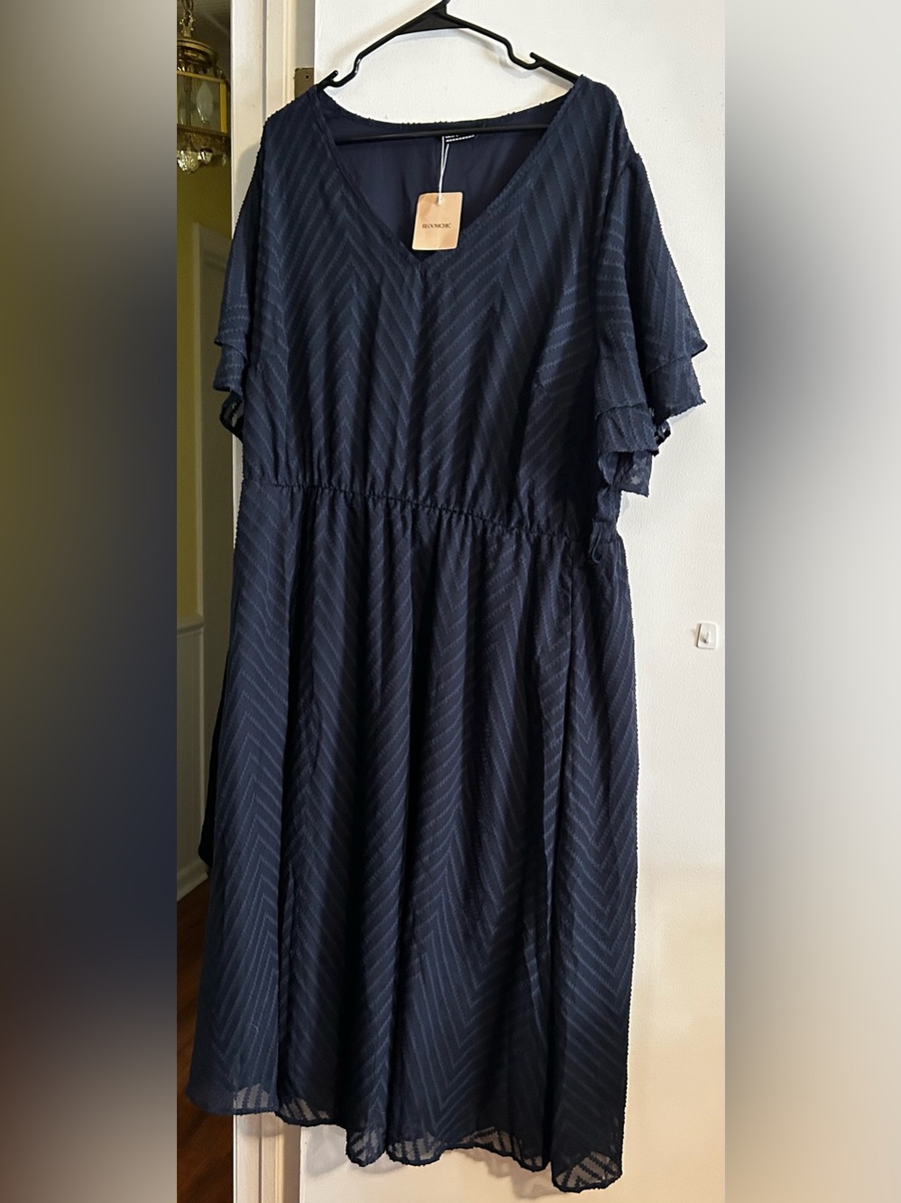 BloomChic Navy Chevron Midi Dress